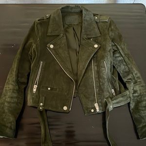 BlankNYC Dark Green Suede Moto Jacket Sz Medium excellent condition